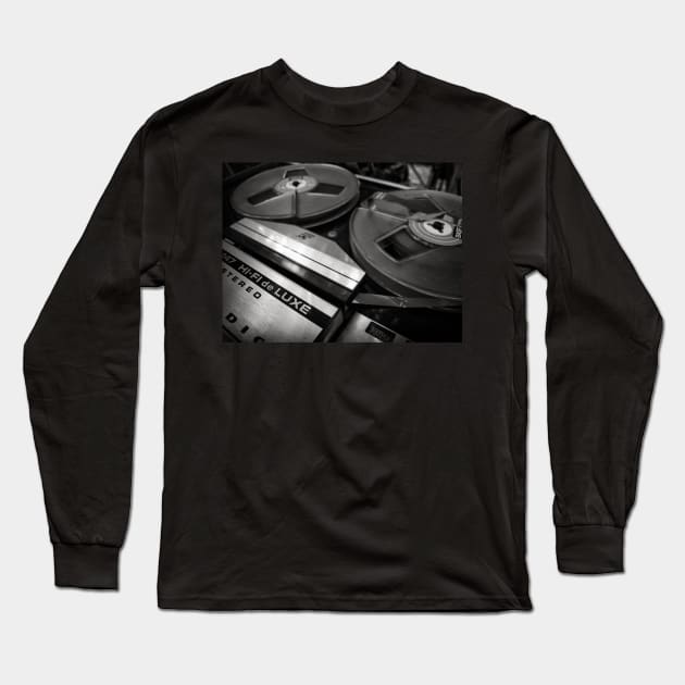 Old magnetophone in black and white Long Sleeve T-Shirt by Reinvention